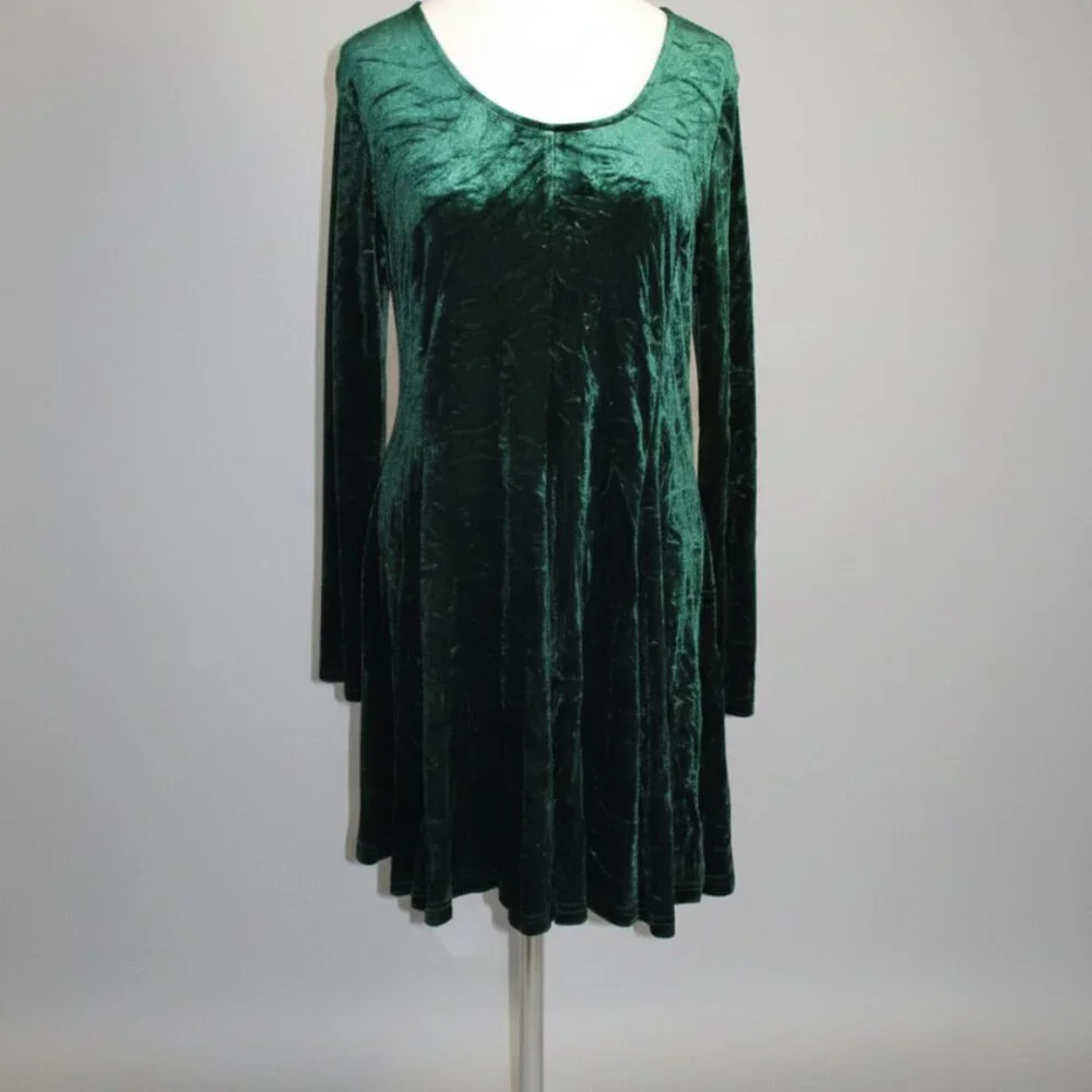 The Pyramid Collection Emerald Green Velvet Dress Whimsigoth Forest Fairy Large - Picture 2 of 9
